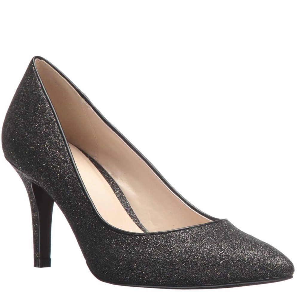 Cole Haan Juliana Pump 75 Black Glitter Leather Evening Dress Shoes Heels 7 M - Picture 2 of 12